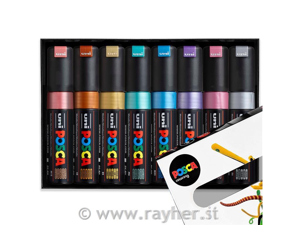 POSCA Uni flomastri 8K set 8 Metallic; konica 8 mm prirezana