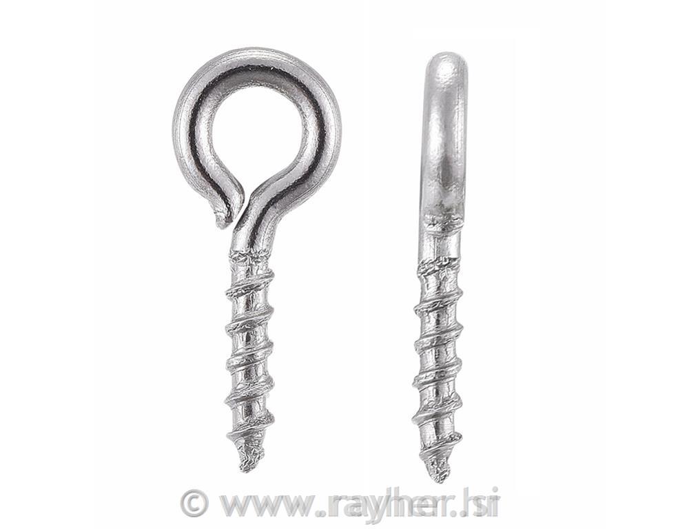 Vijci s petljom, 10x4 mm, srebrni, set10