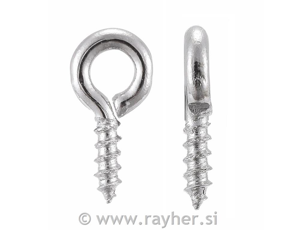 Vijci s petljom, 8x4 mm, srebrni, set10