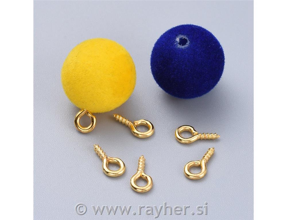 Vijaki z zanko, 8x4mm, zlati, set 10