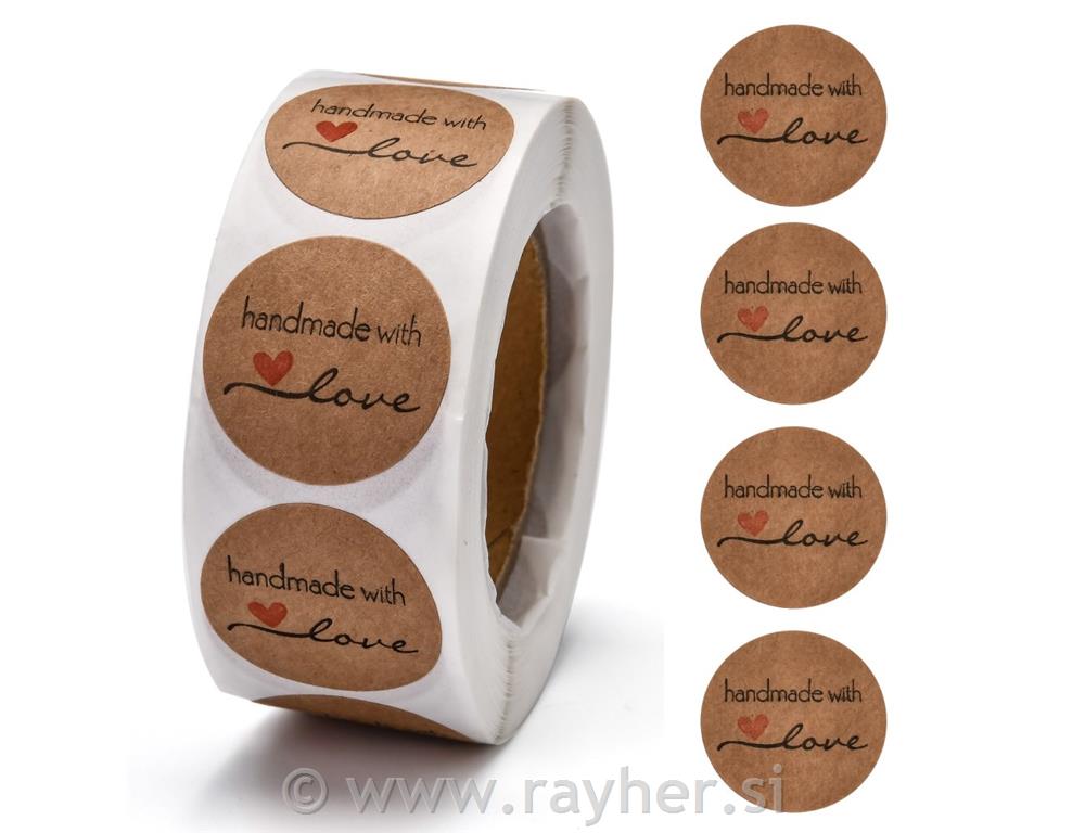 Nalejepnice "Handmade with Love" kraft