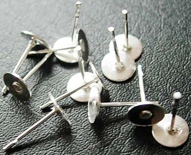Štekica za naušnice, 6mm, sreb., set 10