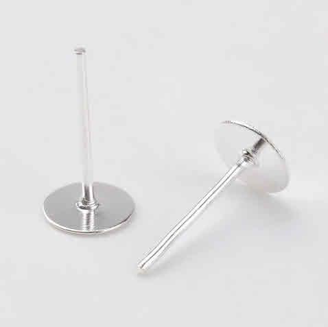 Štekica za naušnice, 6mm, sreb., set 10