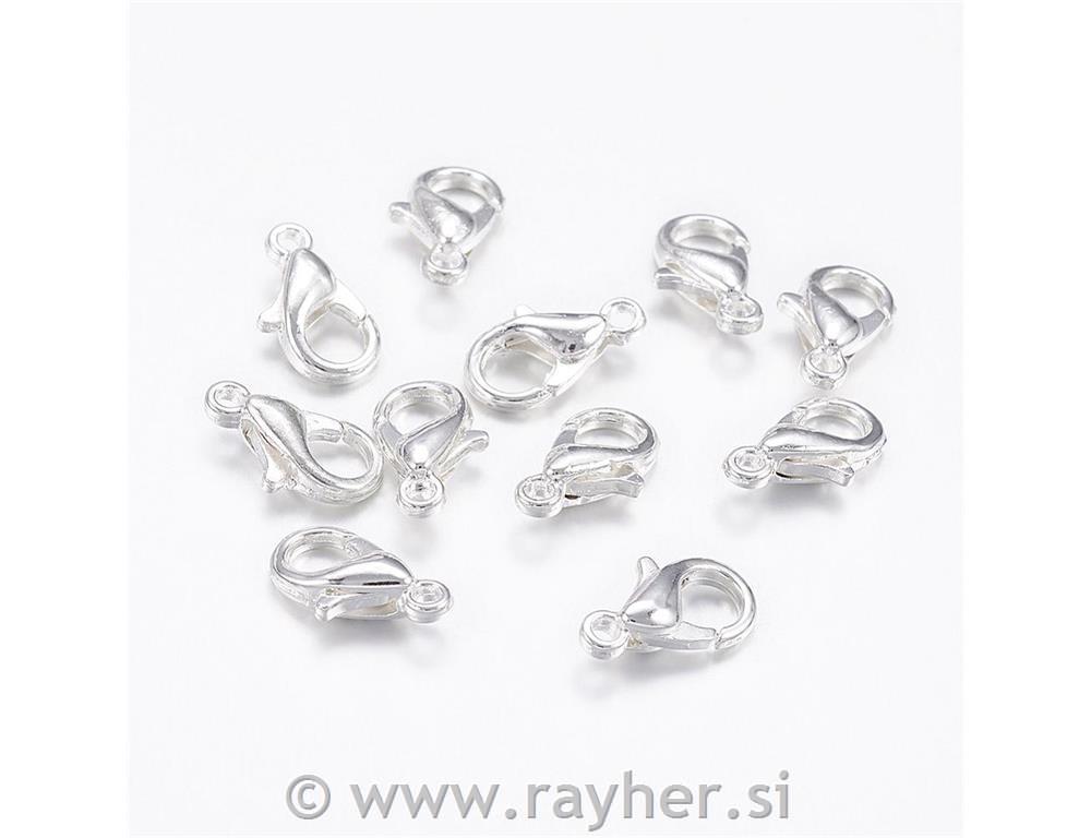 Kopča kartija 6 mm, boja srebra/platine,set 10/1