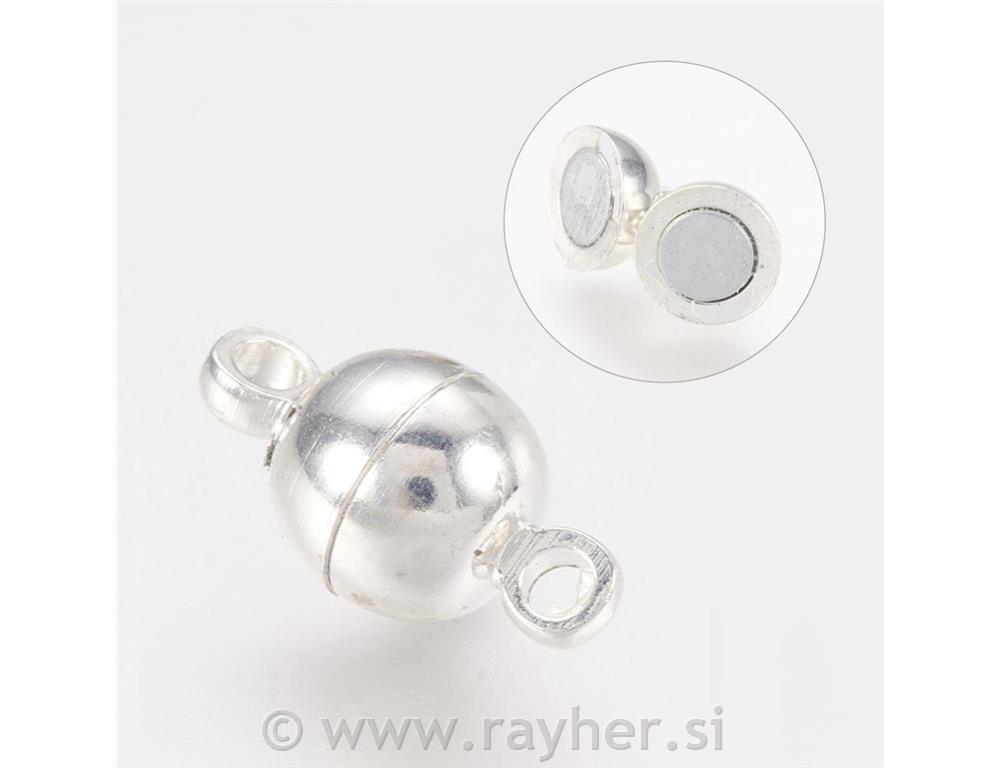 Magnetna kopča, srebrna boja, 6mm