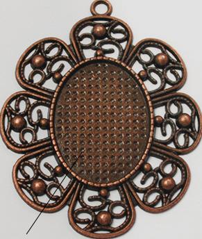 Medaljon antik bakar, 61X49 mm, oval