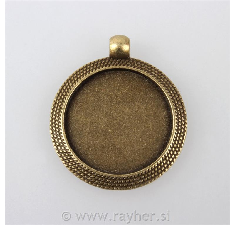 MEDALJON ANTIK BRON, 37x32x2mm, krog