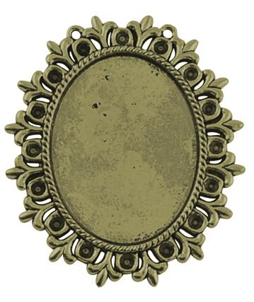 Medaljon antik bronza, 56X49 mm, cvijeće
