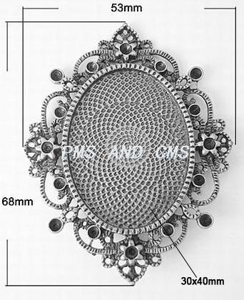 Medaljon antik srebrna, 68X53 mm, oval