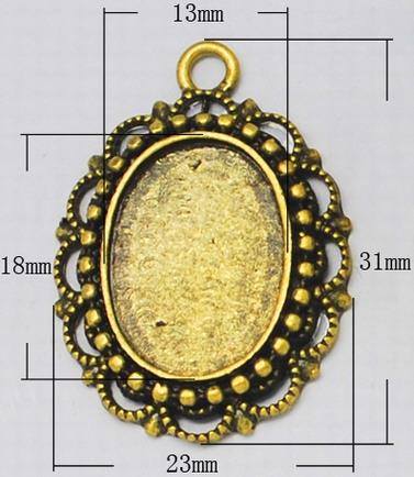 Medaljon antik zlatna bojana, 25X32 mm,oval