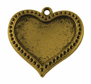 Medaljon antik zlatna bojana, srce 28X27X3 mm