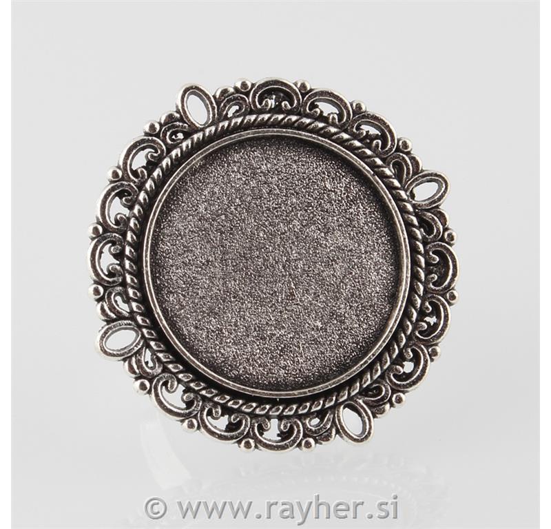 Prsten, antik sreb.,20x17mm