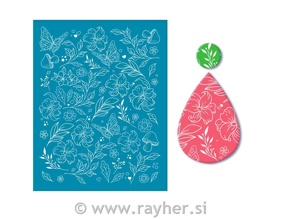 Šablona Silk Screen, Flowers, Leafs and