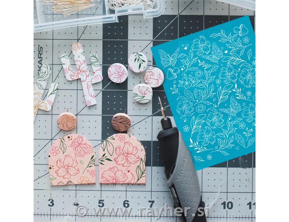 Šablona Silk Screen, Flowers, Leafs and