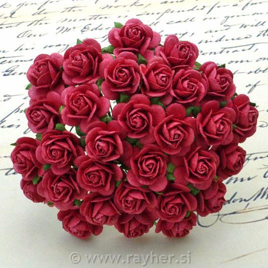 Mini Red Handmade Mulberry Paper Roses