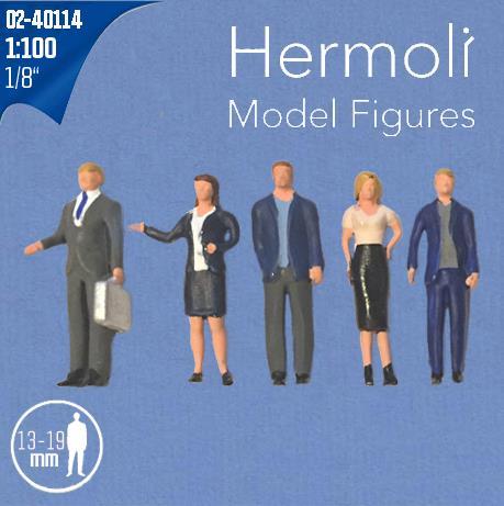 HERMOLI STANDING FIGURES 1:100H = 18 MM, HAND-PAINTED5 TYPES, 5 pcs