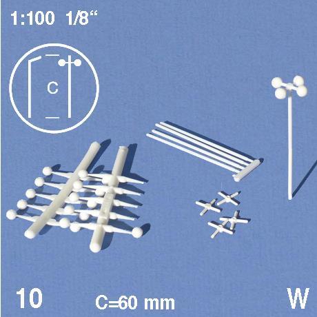 Ulična svetilka 1:100 h=60 mm, 10 kosov