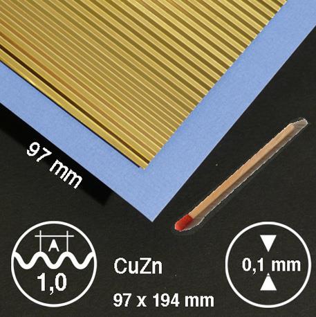 CORRUGATED METAL 95 x 195 MML = 1,0 MM, BRASS0,20 MM
