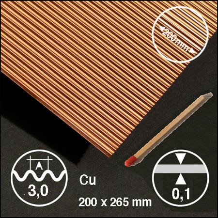 Metalna ploča valovita bakar L=3,00 mm200 x 295 mm