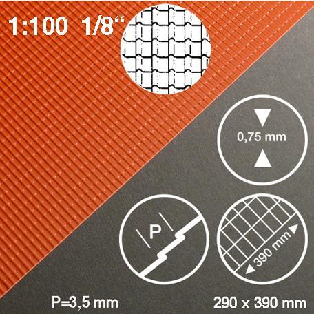 Krovne pločice standard 1: 100 h = 3,5 m290 x 390 mm, debljina 0,75 mm