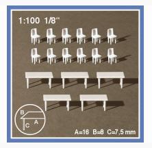 TABLES + 12 CHAIRS 1:100WHITE