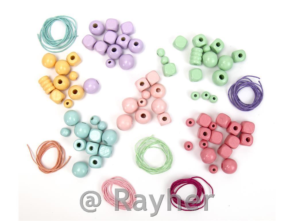 Drvene perle u tubi, pastelne