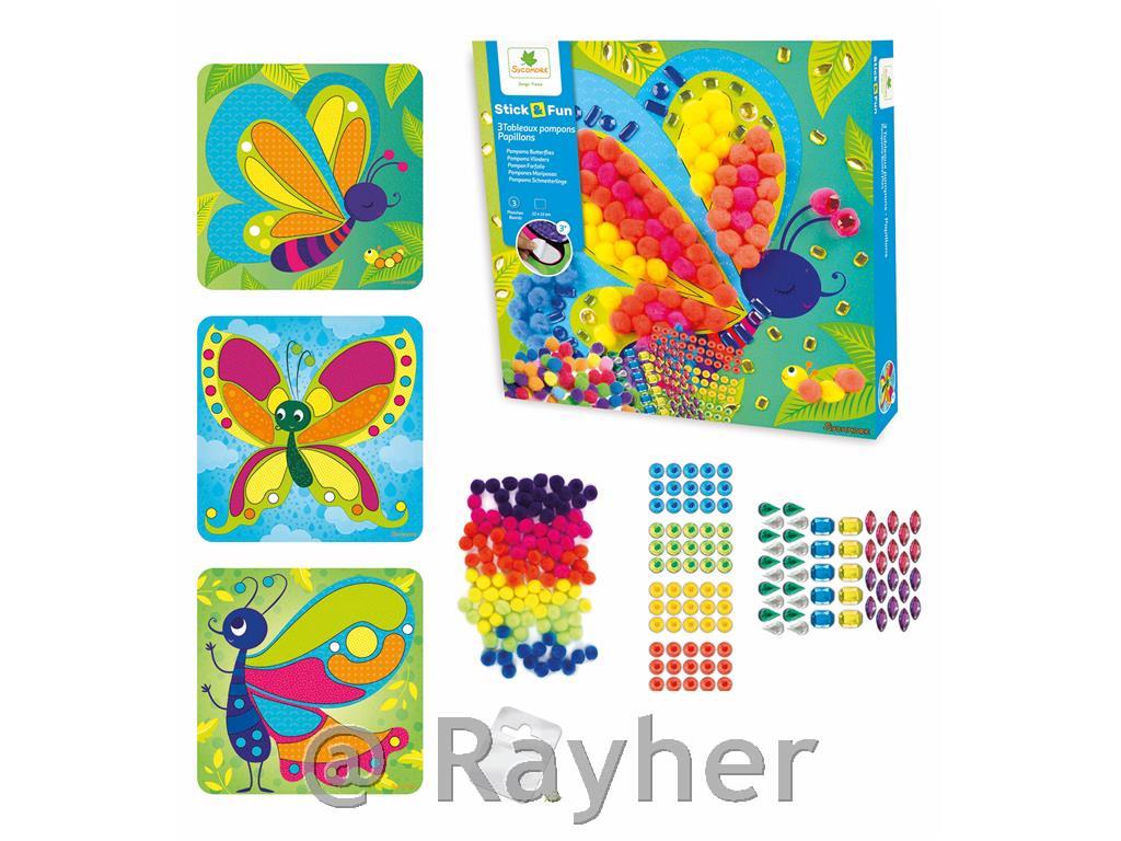 Kreativni set Stick'N Fun Pomponi, Leptiri