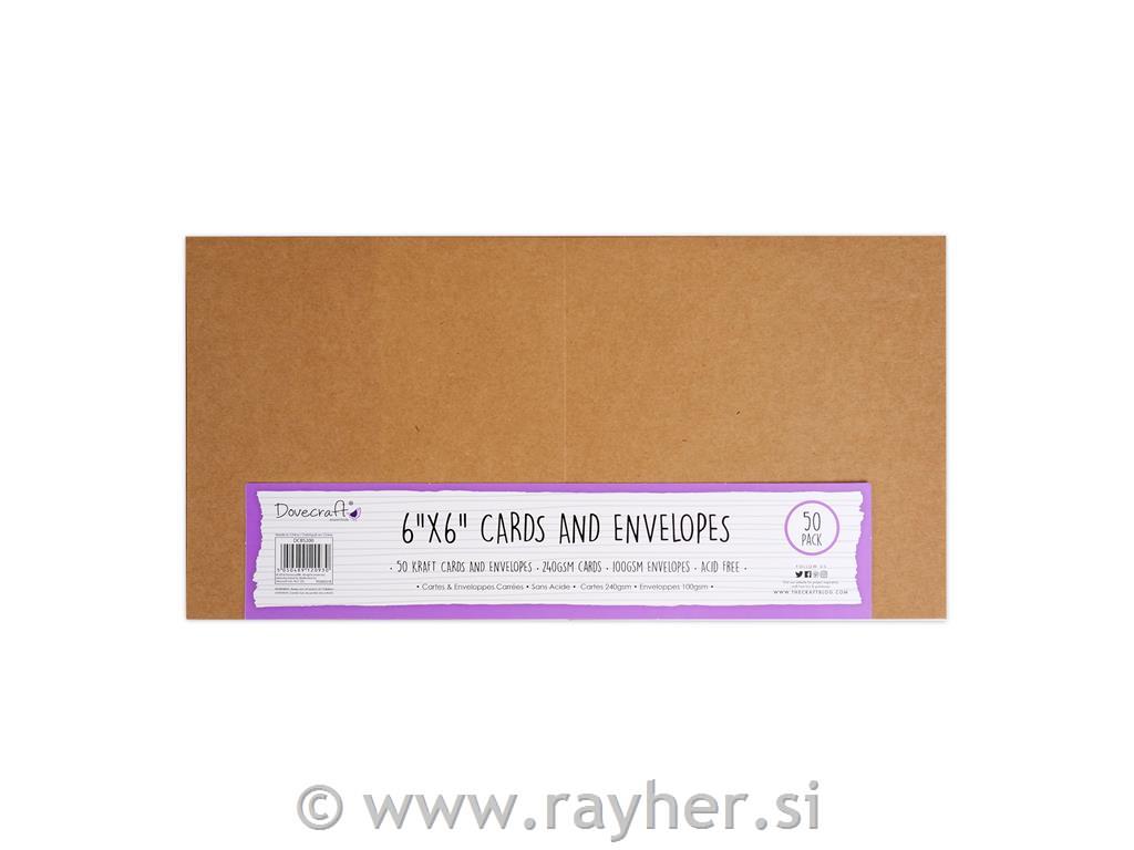 Kuverte&Čestitke,set 50, kraft, kvadrat
