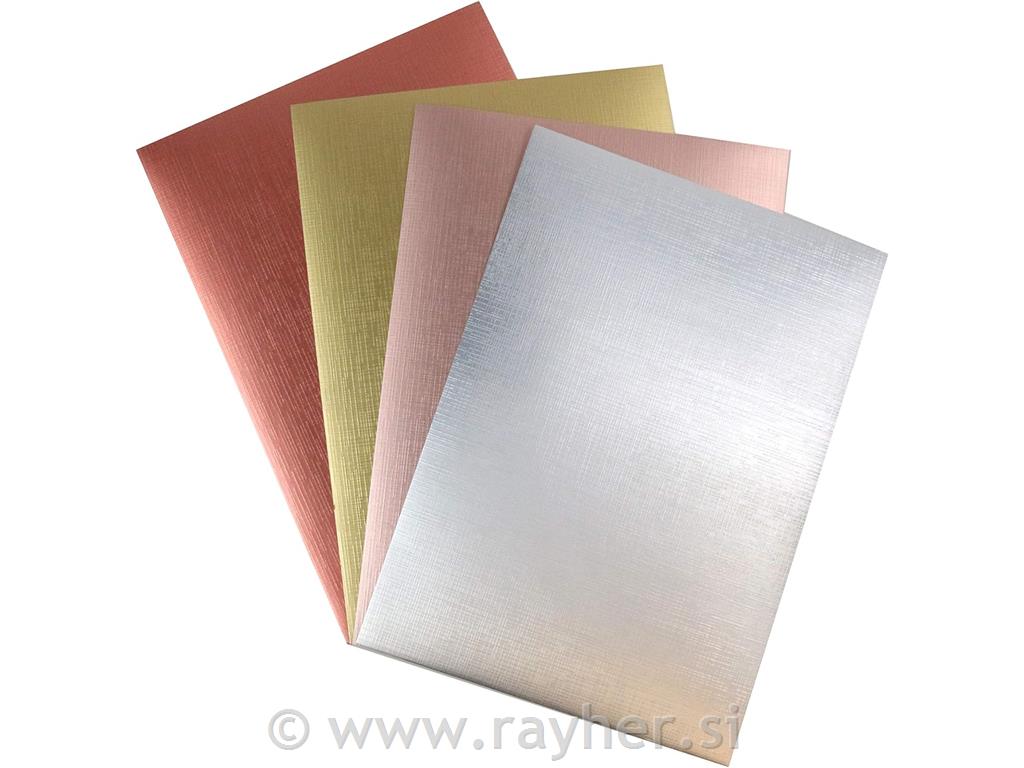 Metalik tekstura karton A4, set 8