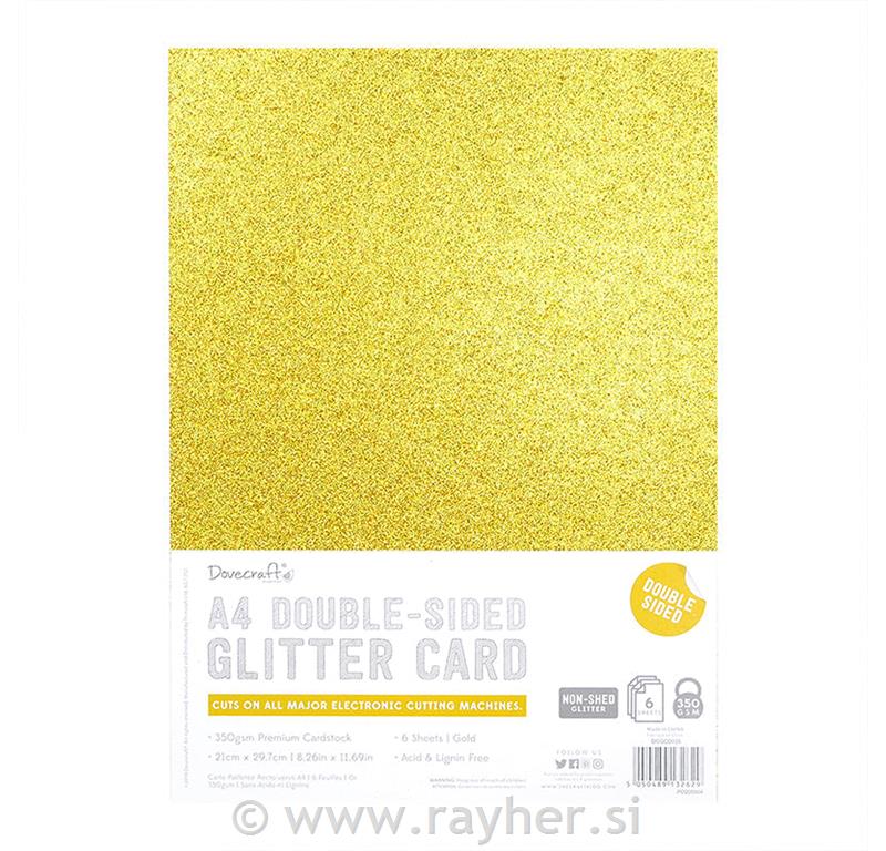 Karton Glitter A4 dvostrana, zlatni