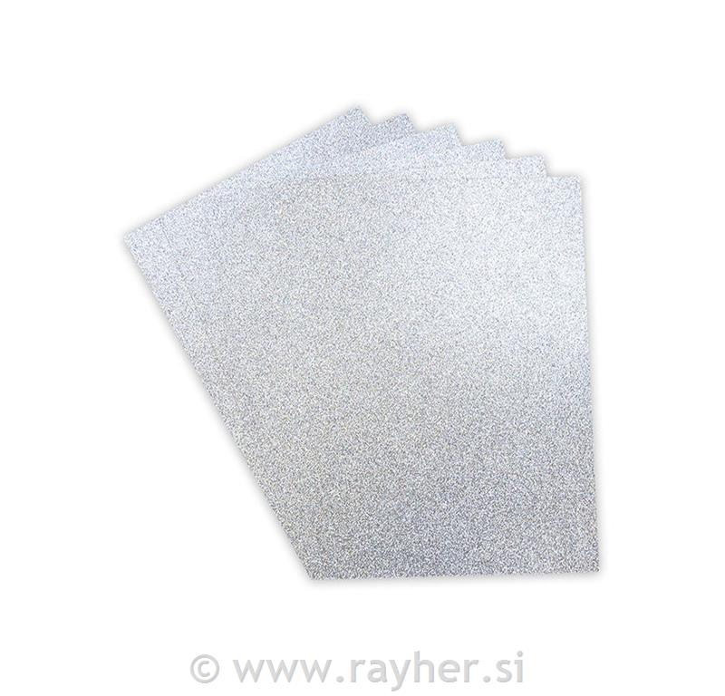 Karton Glitter A4, dvostra, srebrni