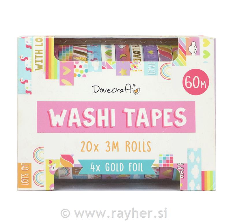 Washi Tape ljepljiva traka, Box, set 20kom