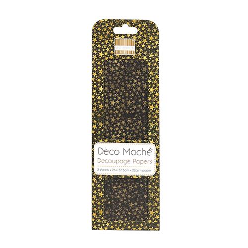 Decoupage papir MD, Golden Stars,3 pole 26x37,5 cm