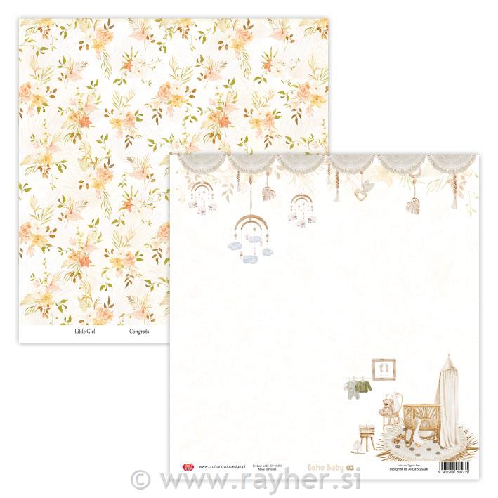 Scrapbooking papir Boho Baby 03