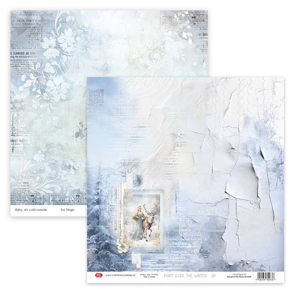 Scrapbooking papir, 30x30cm, Paint Over The Winter 01