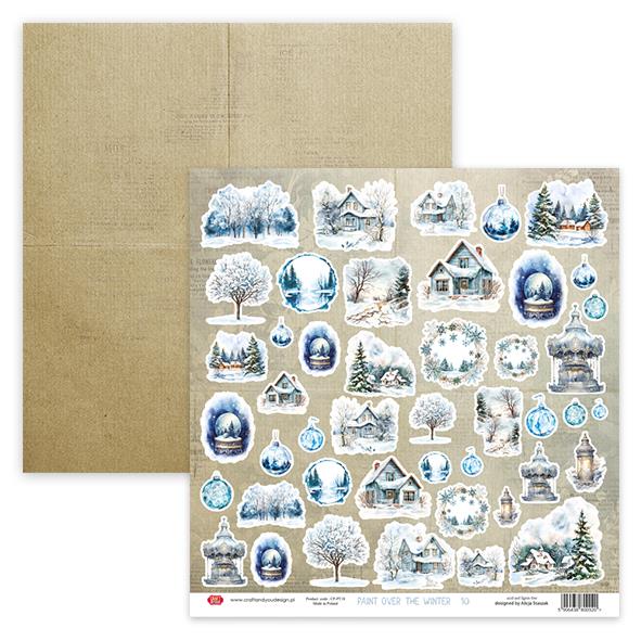 Scrapbooking papir, 30x30cm, Paint Over The Winter 10