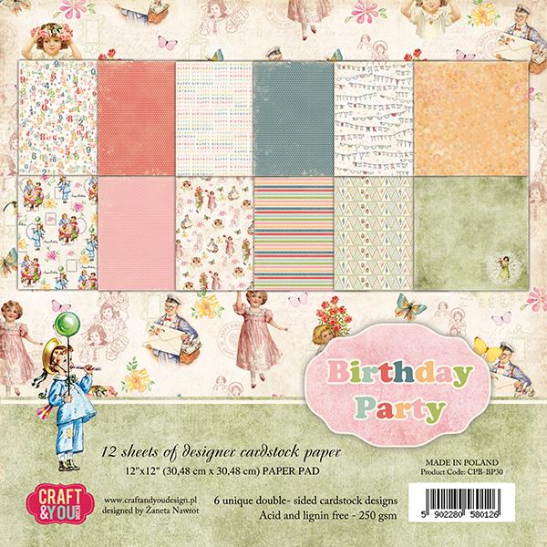 Paper pad, 30x30cm,Birthday Party,set12