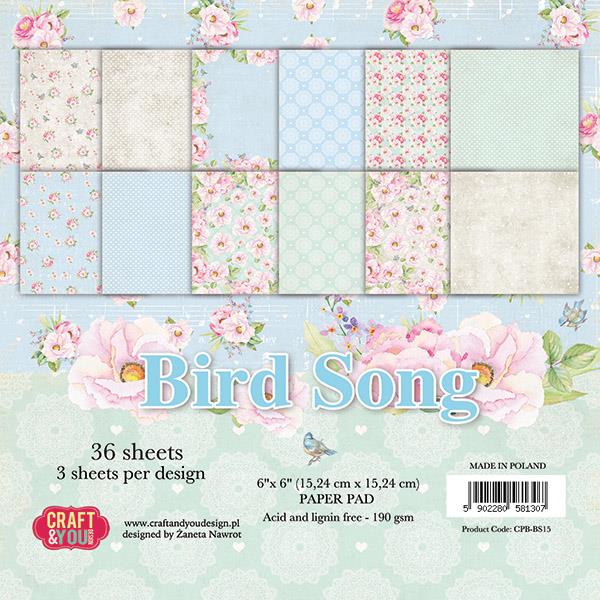 Set papira, 15x15cm, Bird song