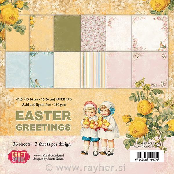 Set papira, 15x15cm, Easter Greatings