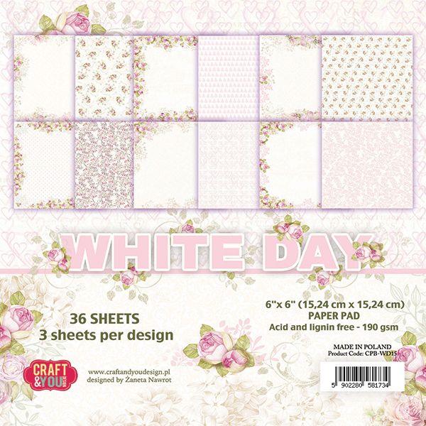 Set papirjev, 15x15cm, White day