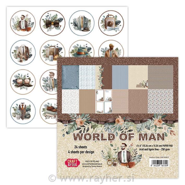 Set papira 15x15 cm World of Man