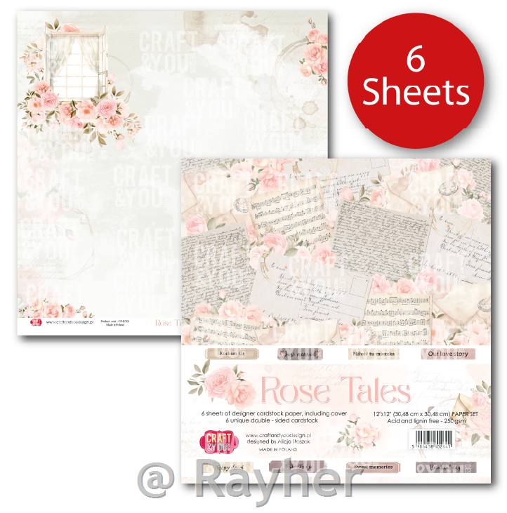 Set papira, 30x30cm, Rose Tales, set 6