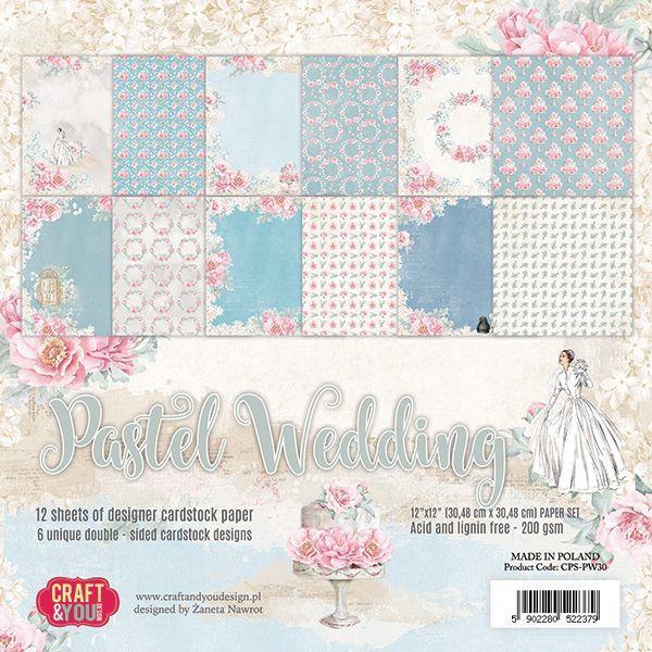 Set papirjev, 30x30cm, Pastel Wedding, set 12