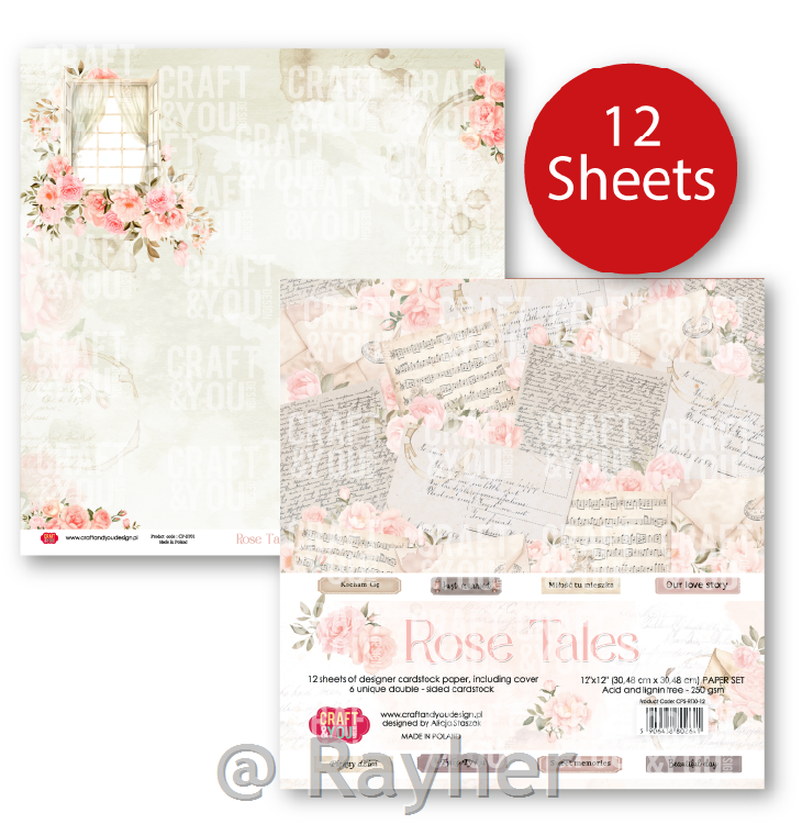 Set papira, 30x30cm, Rose Tales, set12