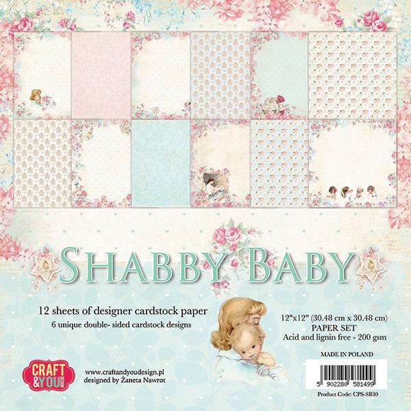 Set papira, 30x30cm, Shabby Baby