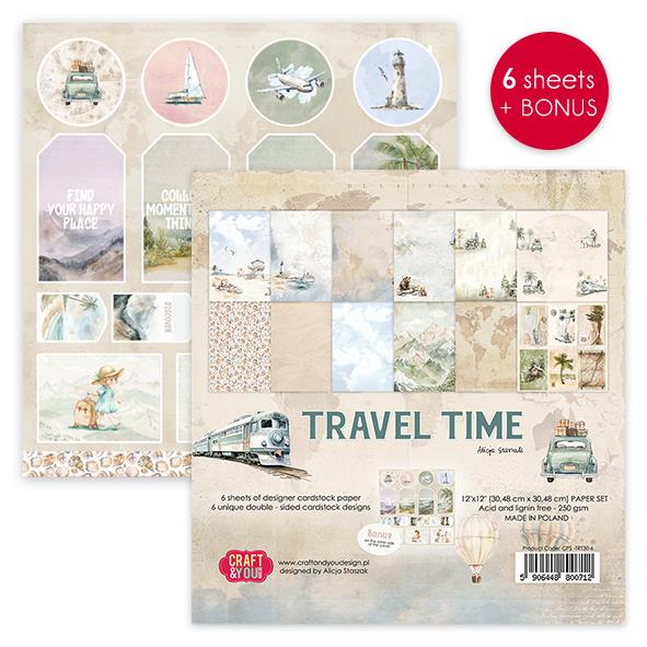 Set papira, 30x30cm, Trevel Time, set 6