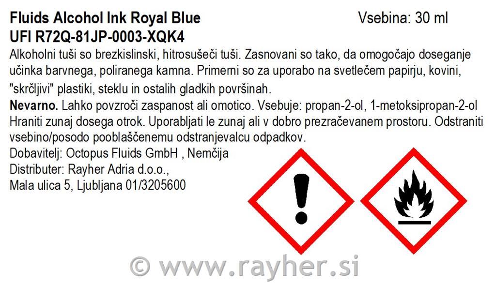 Alkoholni tuš Fluids 30 ml, royal blue, transparentna boja