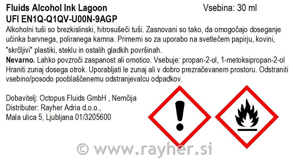 Alkoholni tuš Fluids 30 ml, lagoon ,prosojen ton