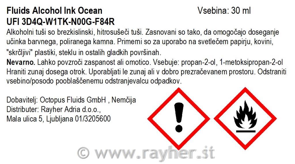 Alkoholni tuš Fluids 30 ml, ocean, transparentna boja