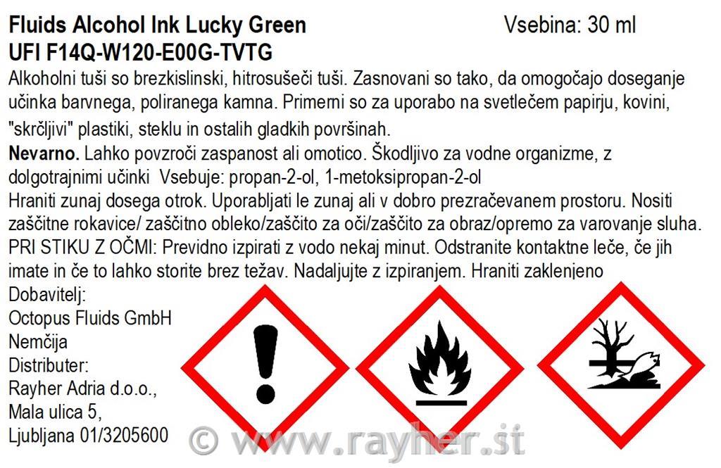 Alkoholni tuš Fluids 30 ml, lucky green, transparentna boja